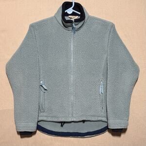 Vtg LL Bean Mountain Deep Pile Womens Small Blue Fleece Sherpa Zip Up Jacket USA
